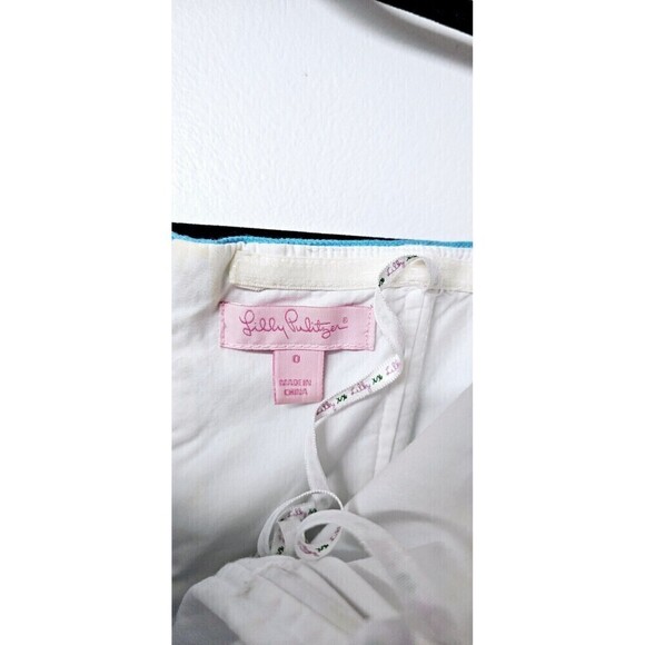 LILLY PULITZER Blue Cotton Coral Embroidered Strapless Women Bowen Dress (0) - Picture 3 of 6